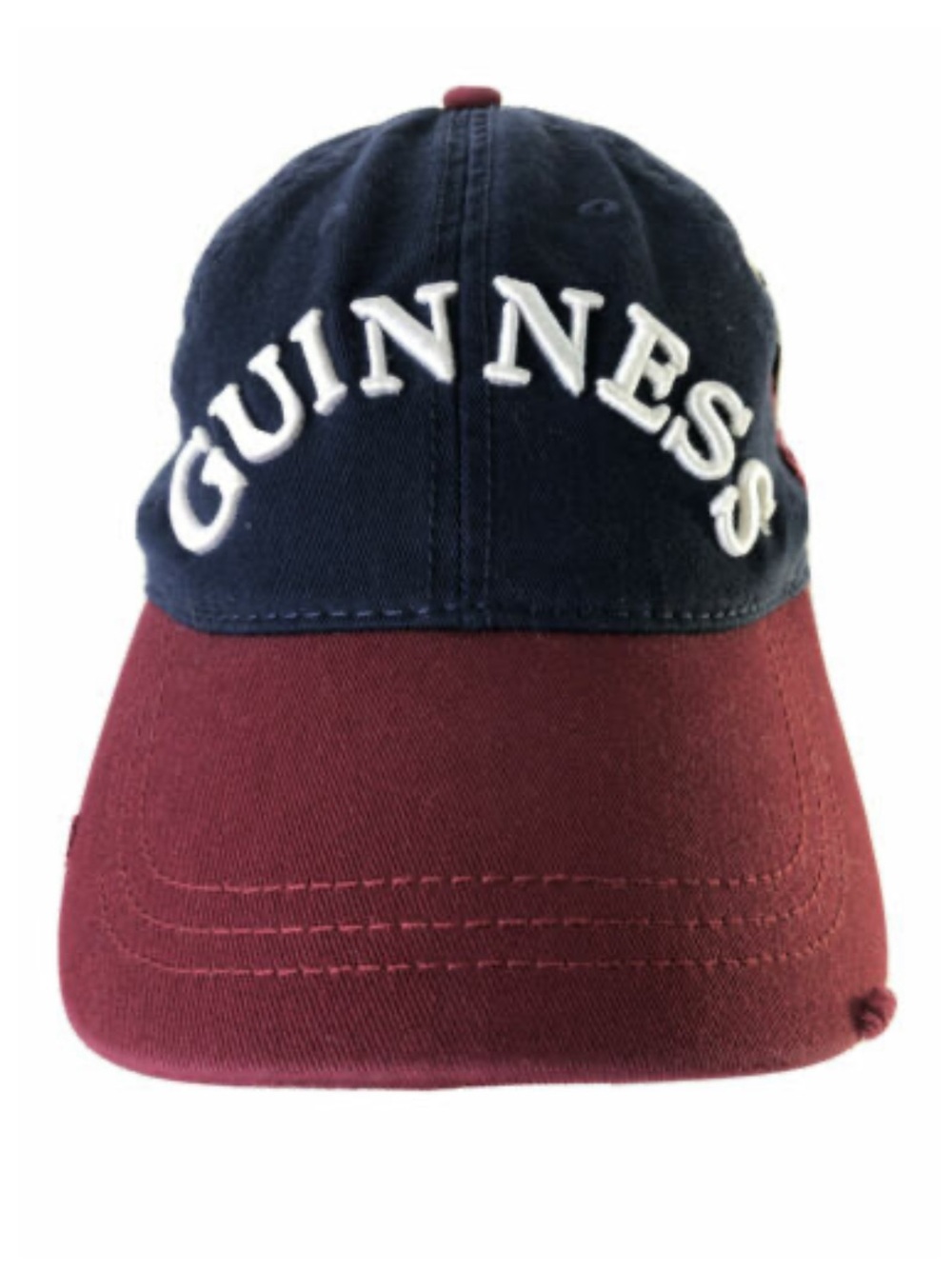 Guinness Hat Navy Red Embroidered Baseball Cap Distressed